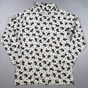 VINTAGE Turtleneck Shirt Womens M Paisley Festive Grandma Cozycore Hunt Club